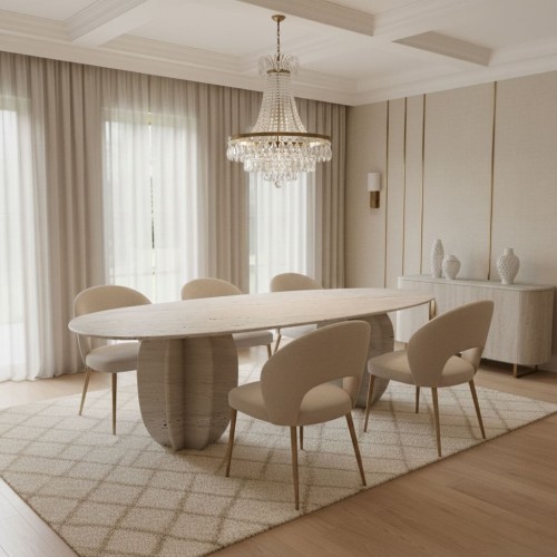 طاولة طعام ستيفانو من حجر الترافرتين