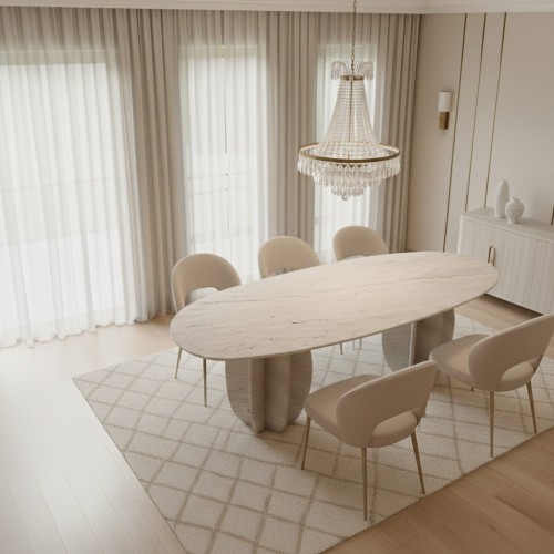 طاولة طعام ستيفانو من حجر الترافرتين