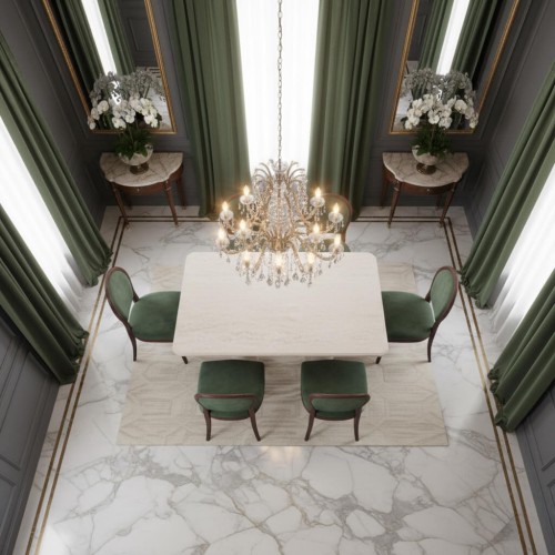 طاولة طعام مربعة من حجر الترافرتين سونتا