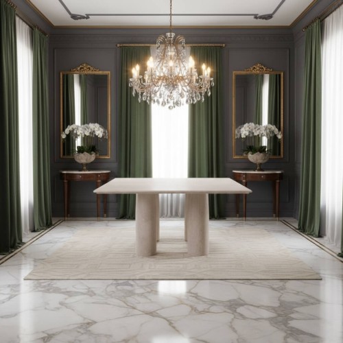 طاولة طعام مربعة من حجر الترافرتين سونتا