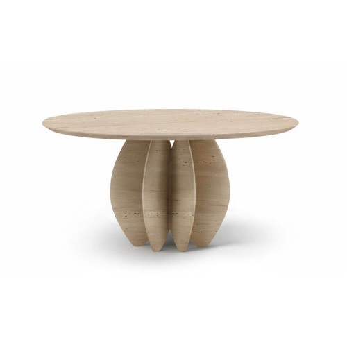 طاولة طعام ستيفانو المستديرة من حجر الترافرتين