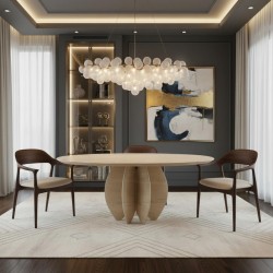 طاولة طعام ستيفانو المستديرة من حجر الترافرتين