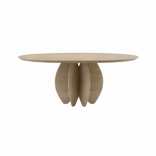 طاولة طعام ستيفانو المستديرة من حجر الترافرتين