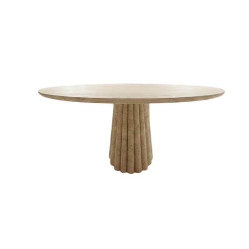 طاولة طعام باولو المستديرة المصنوعة من حجر الترافرتين