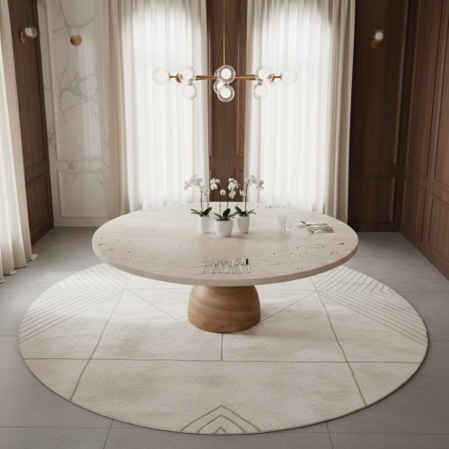 طاولة طعام كارلو المستديرة المصنوعة من حجر الترافرتين