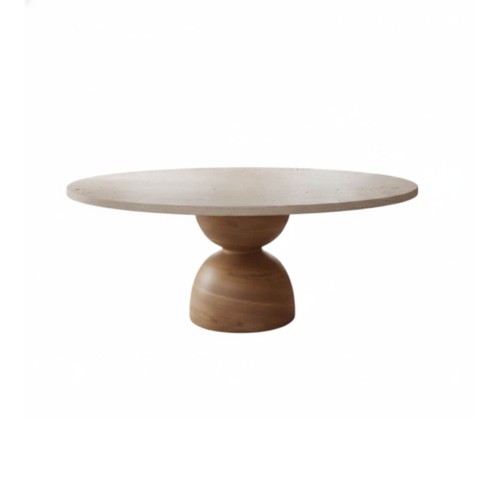 طاولة طعام كارلو المستديرة المصنوعة من حجر الترافرتين