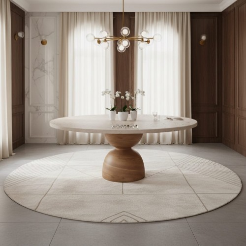 طاولة طعام كارلو المستديرة المصنوعة من حجر الترافرتين