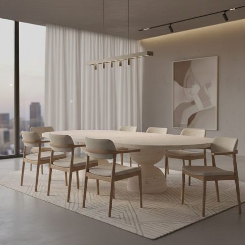 Aslii Traverten Yemek Masası