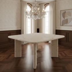 Moza Kare Traverten Yemek Masası