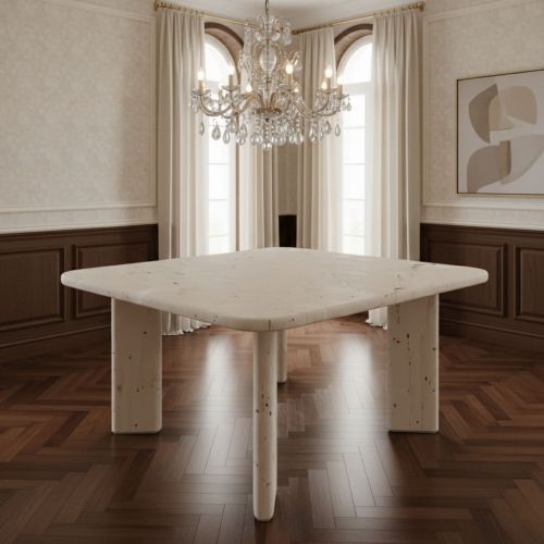 Moza Kare Traverten Yemek Masası