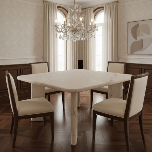 Moza Kare Traverten Yemek Masası