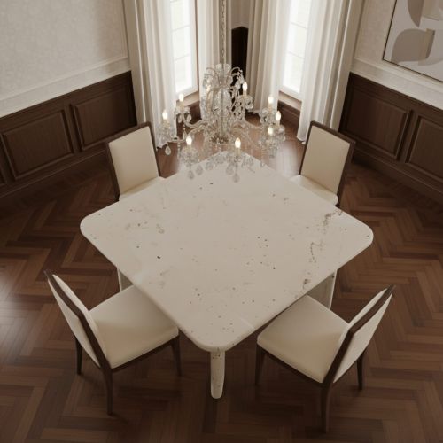 Moza Kare Traverten Yemek Masası